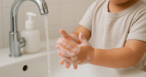 Tre Em Va Nguoi Cham Soc Tre Can Thuong Xuyen Rua Tay Bang Xa Phong Va Nuoc Sach Anh Ai 176362794800